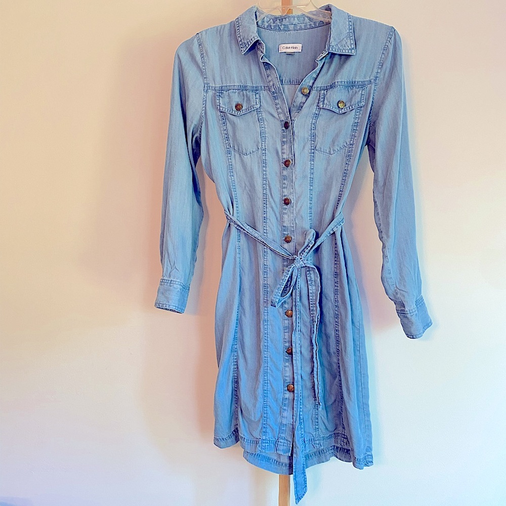 Calvin Klein long-sleeved button down dress